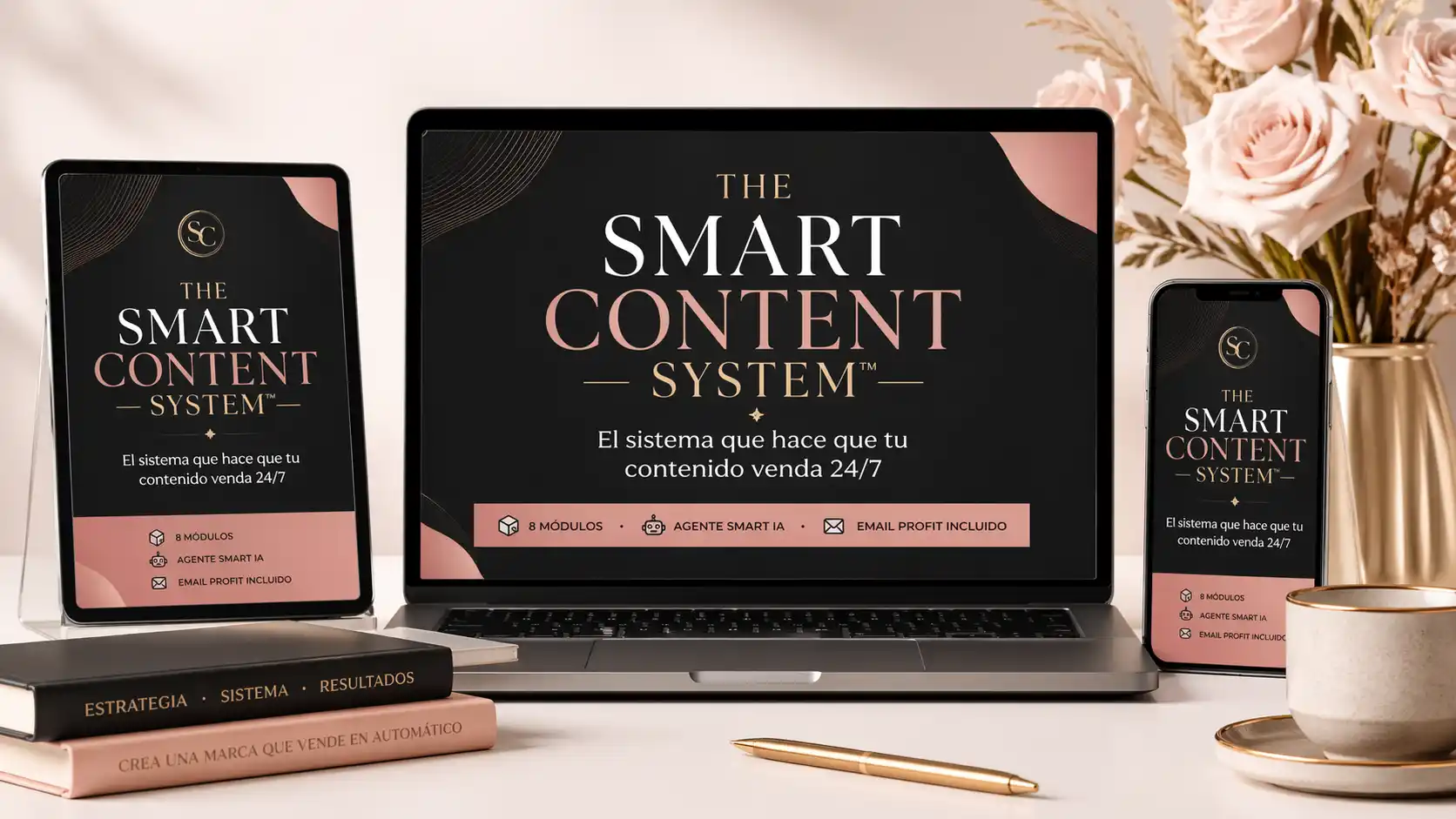 The Smart Content System en laptop, tablet y móvil